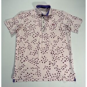 Greyson Golf Shirt Polo Crownastie Print Mens Medium Pink Performance Stretch